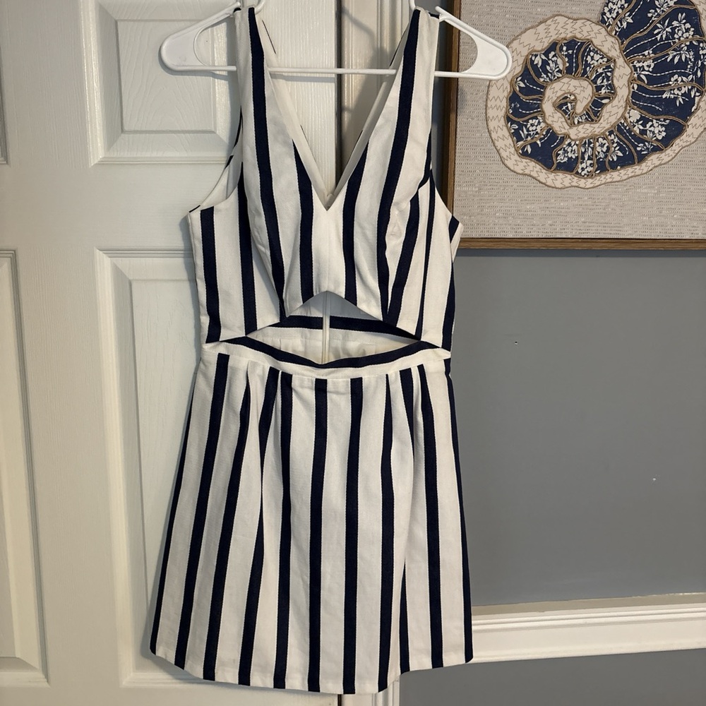 Topshop Navy and White Striped Dress